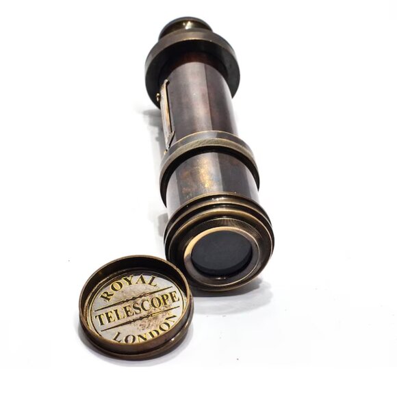 16" Brass Telescope with Leather Cover Pirate Spyglass Custom Gift for Christmas - Picture 4 of 6